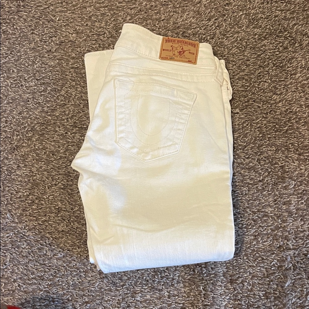 True Religion Women's Cream Cropped Jeans